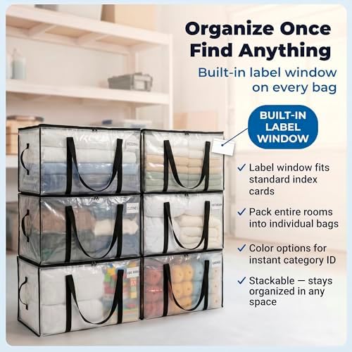CLEARSPACE Large Moving Boxes & Storage Bags – Oversized Packing Bags with Backpack Straps, Zippers & Handles – Heavy-Duty for College Dorm, Christmas Decorations, 6 Pack - Image 7