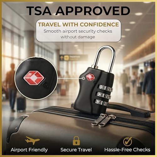TSA Approved 3 Digit Combination Luggage Locks 2 Packs Assorted Colour - Resettable Travel Padlock for Suitcases Backpack & Gym Locker Security, Travel Accessories and Holiday Essentials - Image 7