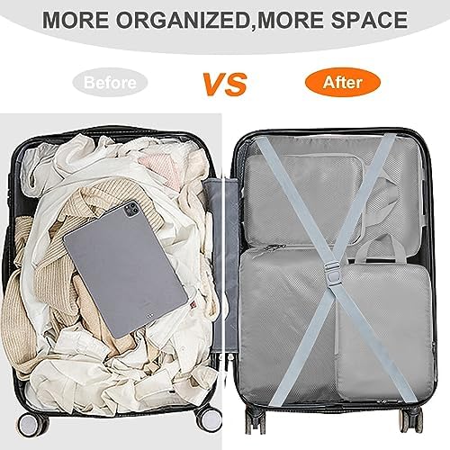 Compression Packing Cubes,4 Set Ultralight Packing Cubes for Carry on Suitcase, Travel Packing Essentials for Suitcase Organizer Bags Set, Durable Travel cubes for Luggage (Set of 4, Grey) - Image 6
