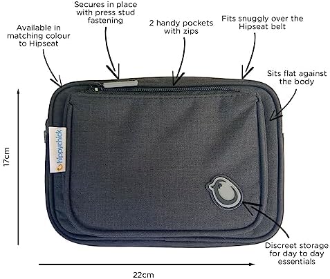 Hippychick Hipseat Accessory Bag/Travel Pouch with 2 Pockets, Can Be Used with The Back-Saving Baby Seat Carrier, Denim Black - Image 2
