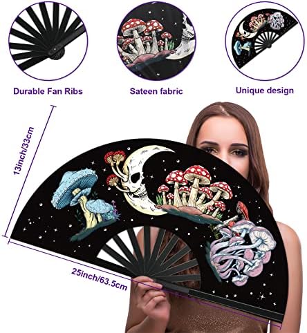 Fans for Line Dancing- Rave Fan - World Game Cup Larger Folding Clack Handheld Fan for Men/Women EDM, Halloween Costumes Shirts Pajamas Sweatshirts for Women,Music Festival [Beach Vacation Essentials] - Image 3