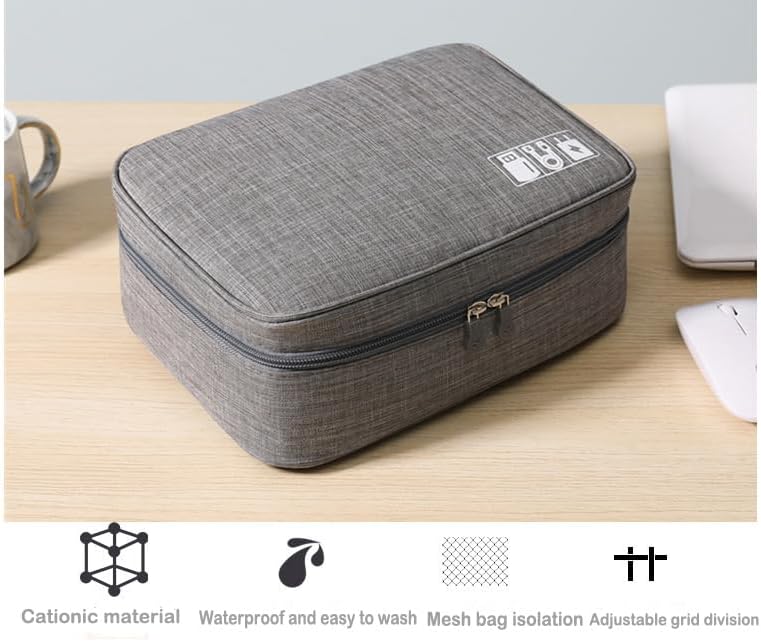 BSLVWG Travel Electronics Accessories Organiser Case,Portable Pouch Gadget Bag for 10.5'' iPad Pro,iPad air,Power Adapter Chargers,Cables,Power Bank, Mouse,Headphone,Kindle,USB Flash Drive (Gray) - Image 5