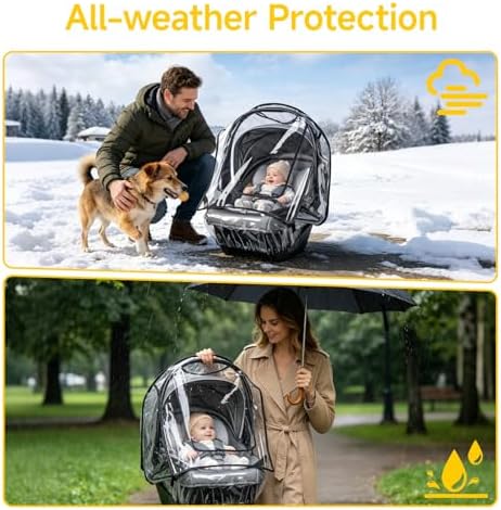 Universal Baby Car Seat Rain Cover, Waterproof Pram Rain Cover with Large Window for Quick Access, Side Ventilation, Easy Carry Protector for Newborn Infant Car Seats - Image 6