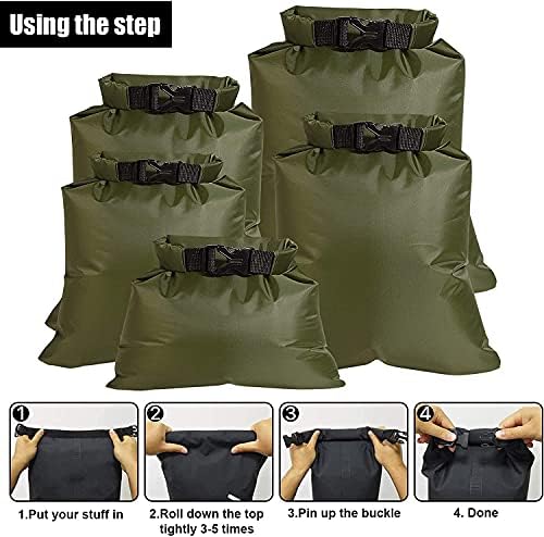 KAHEIGN 5Pcs Waterproof Dry Bags, 1.5L /2.5L /3.5L /4.5L /6L Lightweight Dry Sacks Portable Dry Bag for Outdoor Hiking Fishing Camping Use (Green) - Image 5