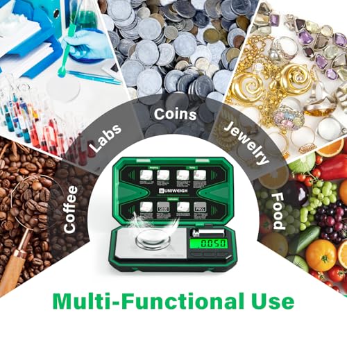 UNIWEIGH Milligram Scale Precision 0.001g/50g mg Scale for Weighing Powders | Digital Jewelry Scale for Gold,Coins,Gem,Reloading,Pocket Micro Gram Scale with 6 Units,Tare,Cal Weight,Battery Powered - Image 7