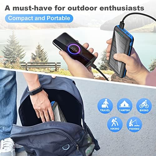 Solar Power Bank 26800mAh Portable Charger with 3 USB Output, LED Emergency Light & Flashlight, Waterproof External Battery Pack for Outdoor Camping Hiking Travel - Image 6