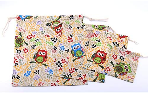 4 pcs Drawstring Storage Bag Set for Baby Stuff, Travel Home Accessories - Colorfull Owl - Image 7