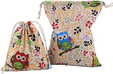 4 pcs Drawstring Storage Bag Set for Baby Stuff, Travel Home Accessories - Colorfull Owl - Image 3