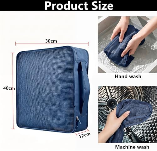 6 PCS Large Packing Cubes, Lightweight Luggage Packing Organizers Cubes | Same size 40x30x12cm Suitcase organiser bags | Double zip | Lightweight breathable material | Ideal for trave & home - Navy - Image 2