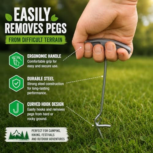 Pack of 2 Tent Peg Extractors - Camping Tools, Lightweight and Portable, Easy Peg Remover - Image 4