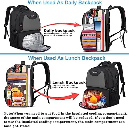 Extra Large 50L Travel Laptop Backpack for Men,Lunch Backpack 17 Inch Anti-Theft Business Work Bag with USB Charging Port,Water Resistant Big Computer Rucksack for Men Women College School Gift Grey - Image 4
