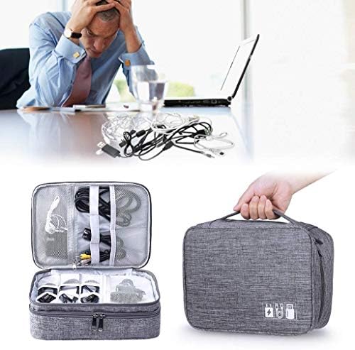 HYC Travel Cable Organiser Bag, Double Layer Electronic Accessories Storage Bag, Universal Carry Travel Gadget Bag for Cables, Power Bank, Charger Hard Disk, 11 x 8 x 4 Inches - Image 2