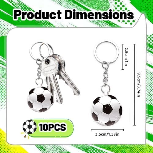 10 PCS Football Keyrings for Boys, Soccer Ball Key Rings, Mini 3D Sports Bag Charm Pendants, Sport Fan Souvenir, for Favours Gifts, Backpack Keys, Football-Theme Birthday - Image 2