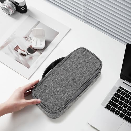 Teskyer Travel Tech Pouch, Protable Cable Organiser Bag, Electronics Accessories Travel Organizer Case for Cable Charger Earphone Power Bank Hard Drive - Dark Grey - Image 7