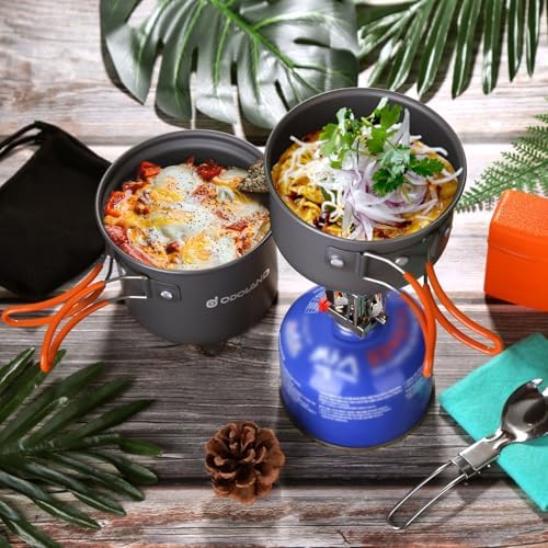 Odoland Camping Cookware Set With Stove for 1-2 People - Portable Campfire Stainless Steel Cook Gear Traveling Cooking Equipment Utensils Outdoor Cooking Kit for Trekking Hiking Picnic - Image 6