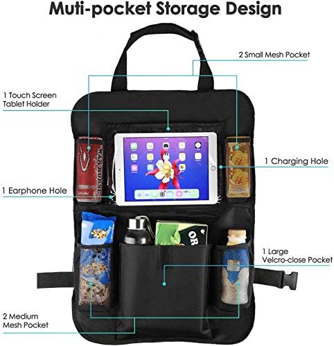 Rightwell Car Seat Organiser 2 Pcs Back Seat Protector for Kids, Car Organiser Back Seat for up to 10" iPad, Kids Back Seat Organiser with 5 Pockets to Storage Toys, Books, Drinks - Image 2