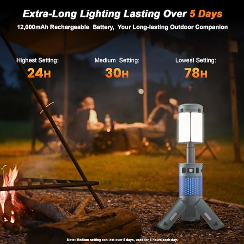 Camping Lights, Rechargeable Telescopic Camping Lights with Stand,12000mAh Camping Lanterns & Lights with RGB, Magnetic Base, Portable Flashlights for Camping, Hiking, Emergency - Image 4