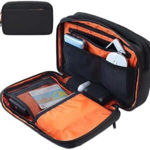 Teskyer Cable Organiser Bag - Portable, Large Capacity, Waterproof, Travel Gadget Bag, Travel Accessories, 25 x 17 x 8 cm, Black
