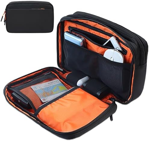 Teskyer Cable Organiser Bag - Portable, Large Capacity, Waterproof, Travel Gadget Bag, Travel Accessories, 25 x 17 x 8 cm, Black