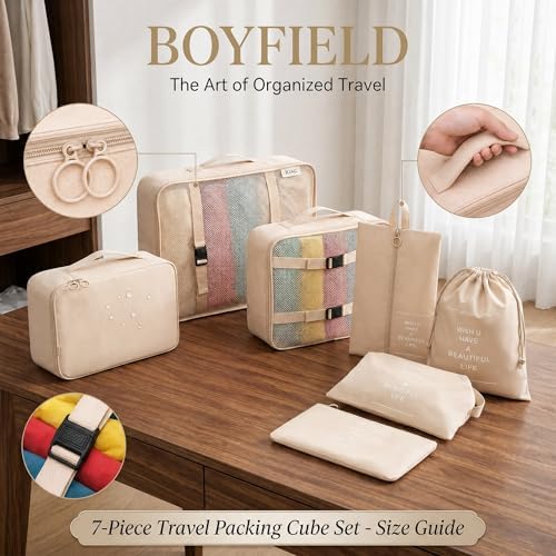 Packing Cubes - 7 PCS Travel Essentials Packing Cubes for Suitcases, Luggage Organiser Bags for Holiday Storage - Image 2