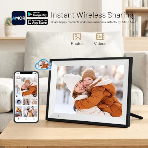 AEEZO Digital Photo Frame WiFi, 32GB 1280 * 800 IPS Touchscreen, Sleep Mode, Electronic Photo Frame, Quick Remote Upload of Videos and Photos via AiMOR Software(Black) - Image 5