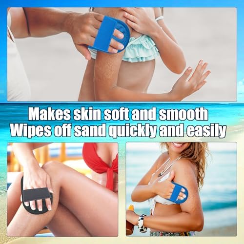 Gosknor 2pcs Sand Remover Bag, Wipe Off Cleaner Mitts Soft Comfortable Sand Remover Pouch Brush with Zipper Seaside Vacation Essentials for Camping Beach Party Activities Accessories(Gray, Blue) - Image 7