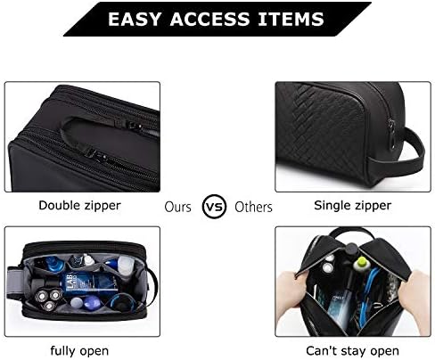 BAGSMART Mens Wash Bag Travel Toiletry Bag Makeup Shower Shaving Organiser for Bathroom Camping Gym - Water Resistant & Wet Dry Seperate, Black - Image 5