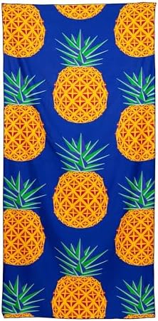 Puckator Pineapple Print Microfibre Beach Towel - Large Quick Drying Lightweight Thin Funny Mens Girls Beach Pool Holiday Towel Towels For Adults Womens - Vacation Accessories Essentials Family