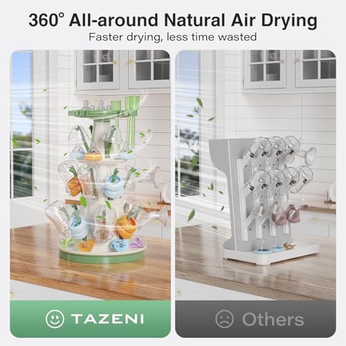 TAZENI Baby Bottle Drying Rack, Large Baby Bottle Storage, Space Saving Bottle Rack Dryer Organiser with 20 Hooks, for Feeding Nipples, Teats, Soothers, Newborn Essentials Bottle Accessories - Image 5