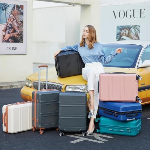 Kono Small Suitcase with Silent Spinner Wheels, Lightweight Hard Shell Cabin Luggage, ABS+PC Carry On Travel Case with YKK Zips &TSA Lock, 55x40x20cm Airline Approved for Ryanair & easyJet (Black) - Image 8