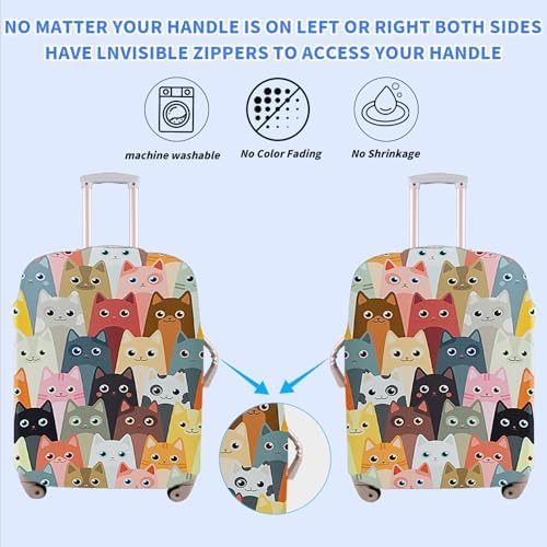 Luggage Cover, Stretchable Suitcase Protector, Anti Scratch Travel Suitcase Cover, Polyester, Elastic, Luggage Protector, Suitcase Protective (Cat, S) - Image 5