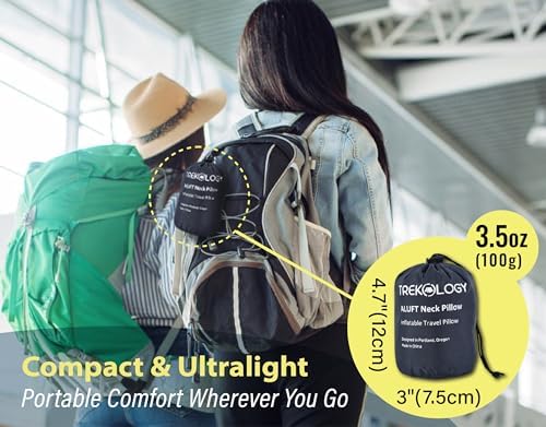 TREKOLOGY Inflatable Neck Pillow for Travel, Blow Up Neck Pillow for Travel with Removable Cover - Image 3