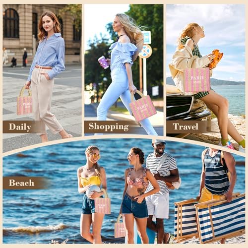 Straw Beach Bag for Women Summer Woven Tote Bag Packable Straw Purses and Handbags for Vacation Holiday - Image 2
