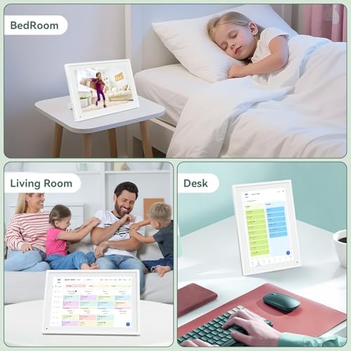 10.1 Inch WiFi Digital Calendar, Smart Touchscreen Interactive Display for Family Schedules Chore Chart, Meal Planner, To Do List, Smart Sync Switchable Digital Photo Frame w/Desk Stand - Image 8