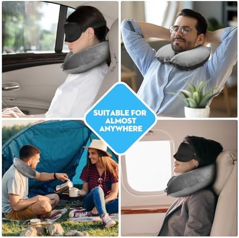 Cirorld Inflatable Travel Pillow, Blow up Neck Pillow for Travel, Lightweight Inflatable Travel Pillow for Airplane with Eye Mask and Earplugs—Travel Essentials for Flying, Grey - Image 9