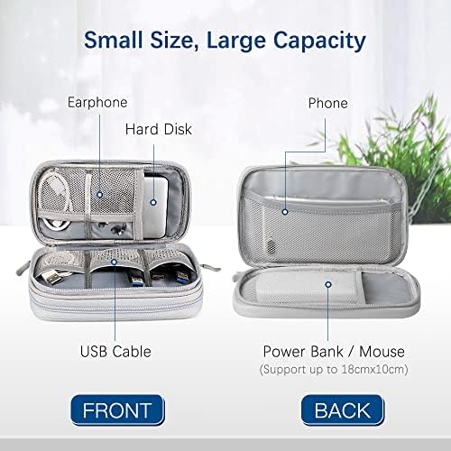 Portable Cable Organiser Bag Travel Organiser Double-Layer Cable Organiser Bag All-in-One Electronics Case for Tech Accessories, Charger, Power Bank, Earphone, Holiday Essentials for Men Women - Grey - Image 4