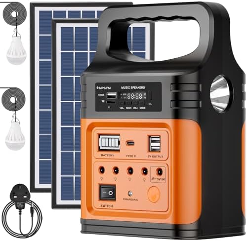 VCLPOWER 20000mAh DC Power Bank Station with Solar Panels,12V/9V Type-C Output Fast Charging Portable Power Station for Home Emergency Outdoor Camping Fishing