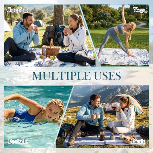 Microfiber Beach Towels 4 Pack Set Oversized 32x71 Inch Blue Ocean Turtle Sand Free Quick Dry Travel Pool Accessories Vacation Essentials Blanket Swim Towels for Family Adults Women Men Gifts - Image 7