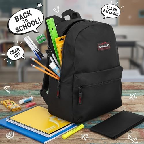 Classic Vintage Backpack for Adults and Kids with Adjustable Padded Shoulder Straps | School Bookbags for Girls, Boys (Black) - Image 7