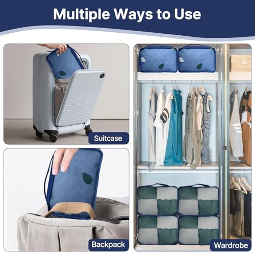 Large Packing Cubes 6 PCS, 40x30x12CM Same Size Suitcase Organiser Bags 6-Piece, Travel Bags Organiser 6 Pack (Navy, 6 x L) - Image 4