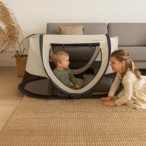 Deryan Scott Baby Umbrella Bed - from Birth to 3 Years - Pop-Up Tent for Baby Set Up in 2 Seconds - Mosquito Net & Travel Bag Included - 120x75x50cm (Cream) - Image 3