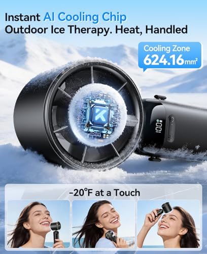 KIMMOO Handheld Portable Turbo Fan with Ice Cooler, Powerful 21000 RPM, Speed (1-199), Up to 14Hrs Cooling, Rechargeable Personal Fan, Small Pocket Hand Fans for Travel/Outdoor/Home/Office (Black) - Image 3