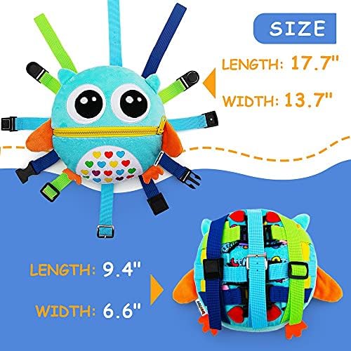 beetoy Sensory Buckle Pillow Toys for Toddlers 1-3, Learning Activity Toy Develop Fine Motor Skill, Educational Buckle Zipper Toys Toddler Activities Travel Toy for Threading Basic Skills - Image 5