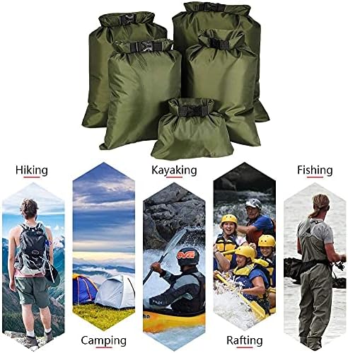 KAHEIGN 5Pcs Waterproof Dry Bags, 1.5L /2.5L /3.5L /4.5L /6L Lightweight Dry Sacks Portable Dry Bag for Outdoor Hiking Fishing Camping Use (Green) - Image 7