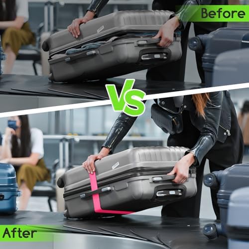 WISYOK Luggage Straps Extended, 2 Pack Suitcase Straps Personalised, Adjustable Case Strap for Suitcase, Luggage Belt with Quick Release Buckle, Suitcase Identifier for Travel, Flight (Pink) - Image 5