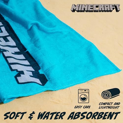 Minecraft Towel for Kids Teens Soft Absorbent Bath Shower Swimming Beach Towel 100% Cotton Creeper Holiday Essentials 140x70cm - Image 4
