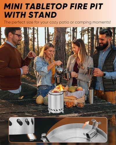 Saker Tabletop Fire Pit, 2026 Upgraded Stainless Steel Smokeless Portable Fire Pit for Camping & Campervan, Outdoor Patio Use, Wood or Pellet Fueled, Camping Gifts for Men - Image 3