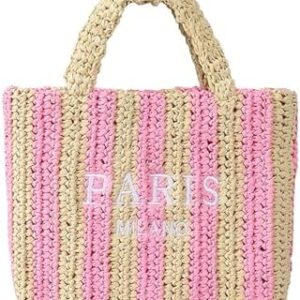 Straw Beach Bag for Women Summer Woven Tote Bag Packable Straw Purses and Handbags for Vacation Holiday