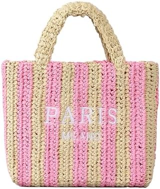 Straw Beach Bag for Women Summer Woven Tote Bag Packable Straw Purses and Handbags for Vacation Holiday
