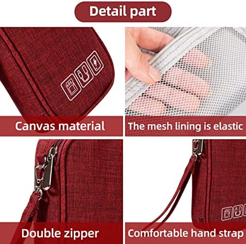 NEUSID Small Travel Cable Organiser Bag, Cable Pouch, Electronics Accessories Organizer Carry Bag, 3 Layers Pouch Storage All-in-One Gadget Storage Bag for Cable, Cord, Charger, Phone, Earphone - Image 5